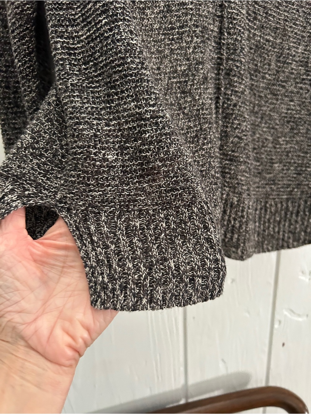 Eileen Fisher V-Neck Women's Sweater — Charcoal Gray linen - Picture 3 of 5